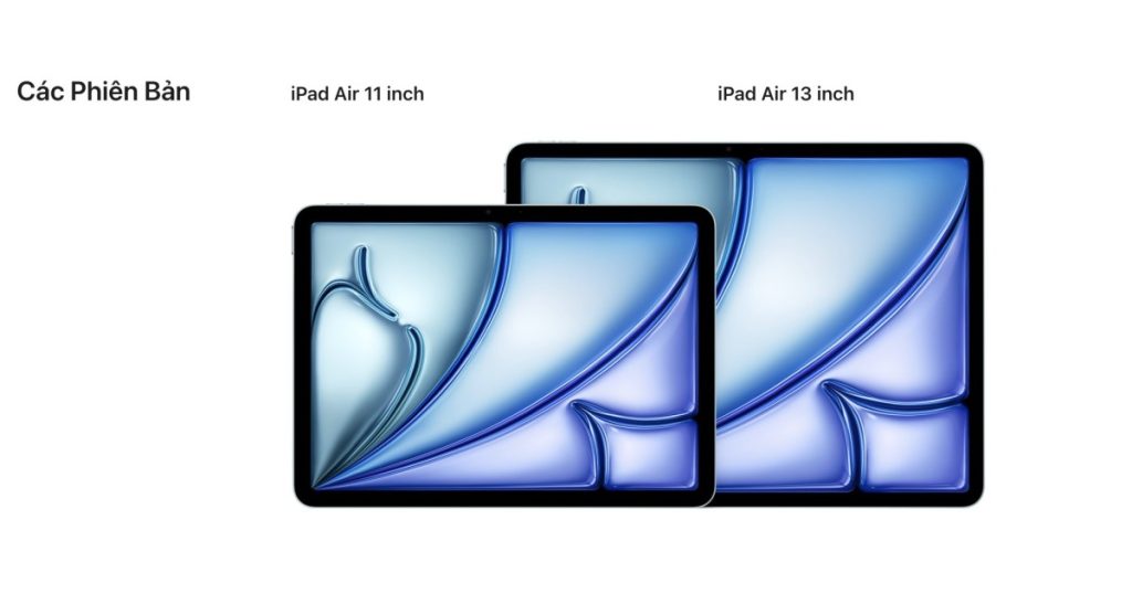 Mô tả 2 phiên bản iPad Air: 11 và 13 inch