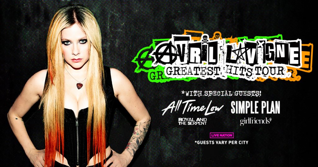 tấm poster về tour diễn Greatest Hits Tour của Avril Lavigne